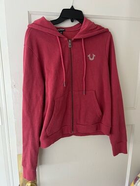 True Religion Women's Pink Zip-Up Hoodie Jacket